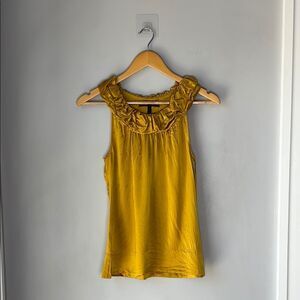 BCBGMaxazria Silk Gold Tank Top Sleeveless Blouse